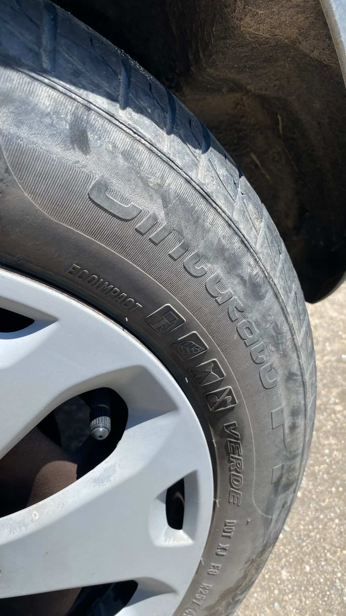 Extreme close-up of a completely bald tyre